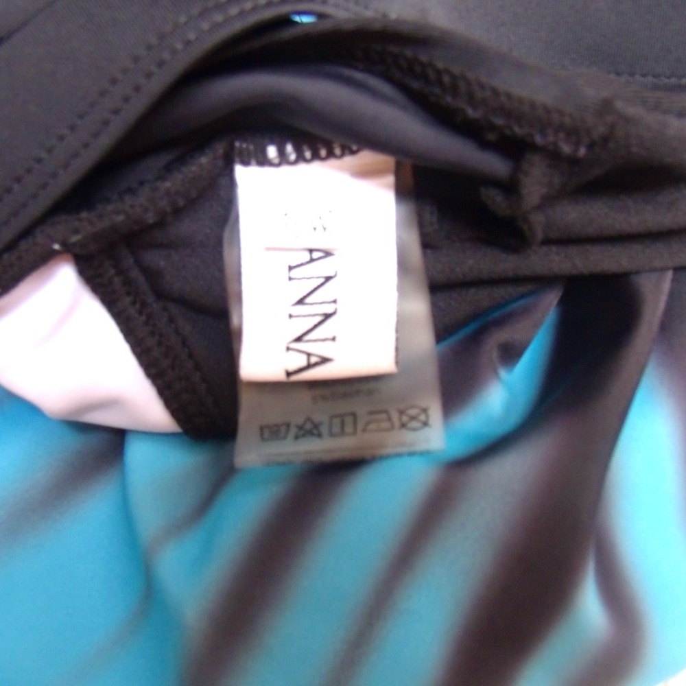 Hanna Nikole Black Turquoise Blue Tankini Top Sz 18W - Picture 7 of 11